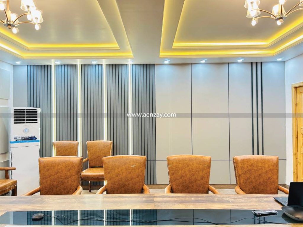 Contemporary board room setup in modern office interior design