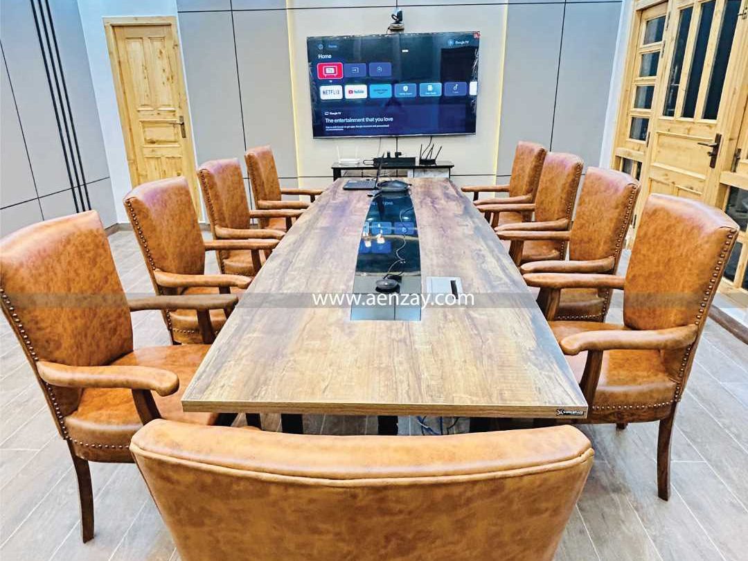 Contemporary board room setup in modern office interior design